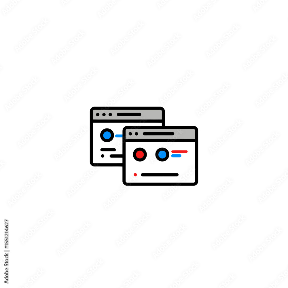 Poster digital windows display information within a simple presentation on a white background