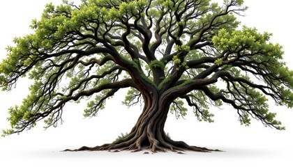 Fototapeta premium Majestic Tree with Lush Green Foliage and Strong, Gnarled Roots
