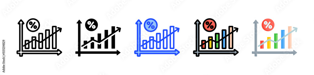 Poster uptrend icon collection with multiple styles