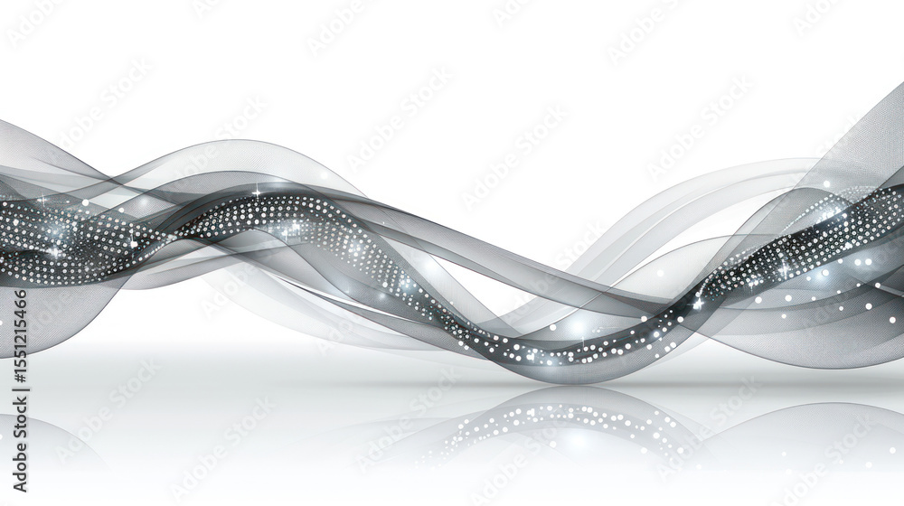 Leinwandbilder flowing waves with sparkling dots and smooth transparency for backgrounds and designs