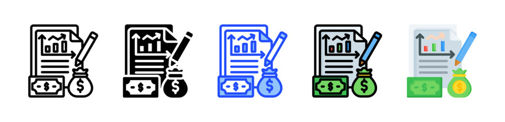 Financial Statement Icon Collection With Multiple Styles