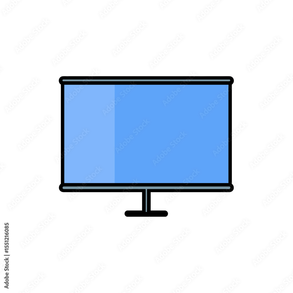Poster blue display projects content in studio against white background with stand