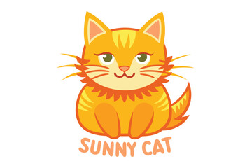 Cheerful Cartoon Orange Tabby Cat with a Sunny Disposition, Cute Design Perfect for a Logo or Mascot Character