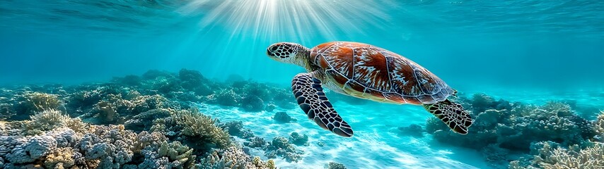 Sea turtle in coral reef (2)