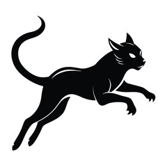 Stylized Black Panther in Mid Leap A Sleek and Powerful Silhouette of a Feline Predator in Motion