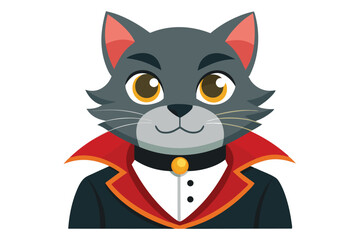 Cartoon Cat Dressed as Dracula Ready for Halloween Festivities a Feline Vampire in a Costume Party Celebration