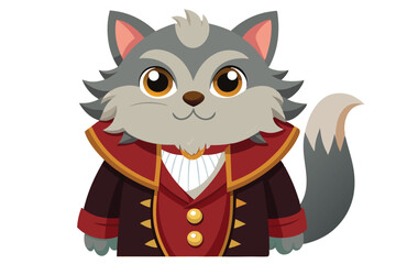 Cartoon Werewolf in Victorian Attire Illustration a Whimsical Fusion of Fables and Historical Fashion with Playful Character Design