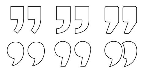Quote mark, dialog line editable icon. Line Art