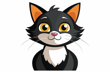 A Cute Cartoon Cat Portrait with Big Eyes and a Playful Expression, Perfect for Children's Illustration or Animated Content