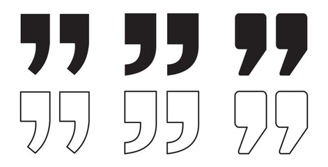 Quote mark icon for conversation or definition. Quote icon. Quotation mark. Quote speech symbol vector illustration. Citation double comma graphic design.