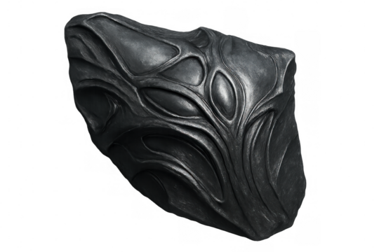 Translucent metallic bio-organic alien substance forming surreal abstract shapes, suggesting extraterrestrial origins and enigmatic textures