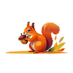 Cartoon style of squirrel with acorn vector graphic design