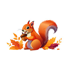 Cartoon style of squirrel with acorn vector graphic design