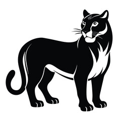Sleek Silhouette of a Powerful Puma Standing Tall A Striking Monochrome Depiction of Wildlife Strength and Grace