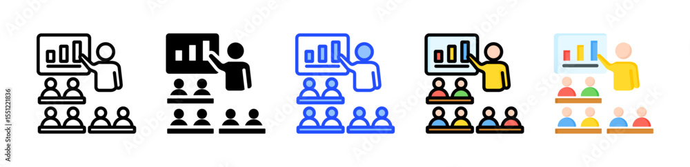Poster training icon collection with multiple styles