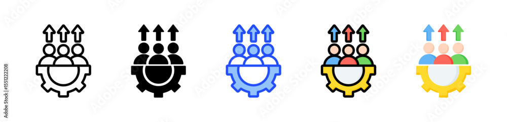 Poster workforce icon collection with multiple styles