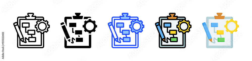 Poster job design icon collection with multiple styles