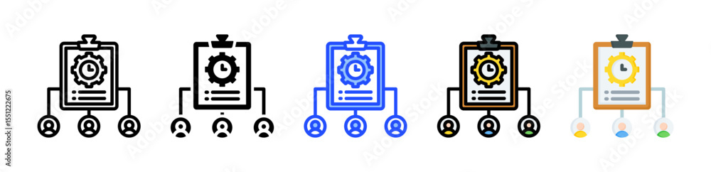 Poster workforce planning icon collection with multiple styles