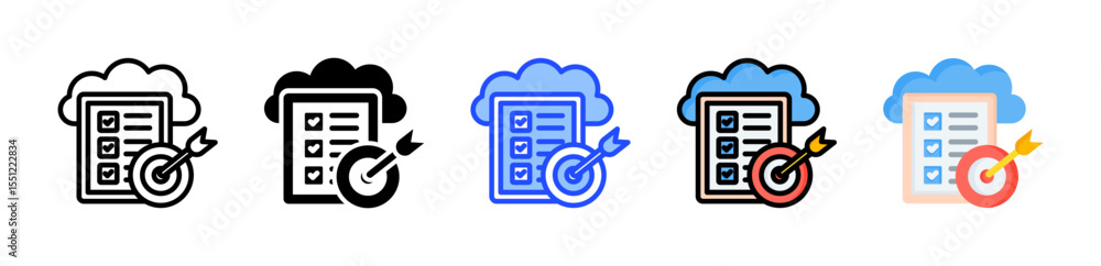 Poster goal setting icon collection with multiple styles