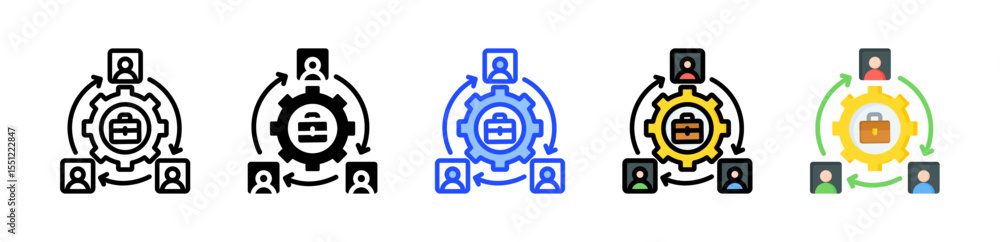 Poster job rotation icon collection with multiple styles