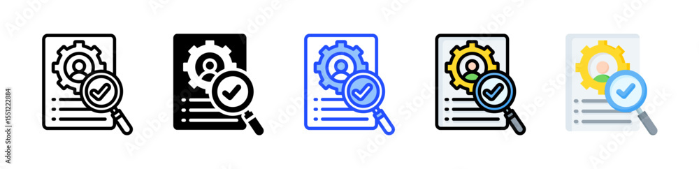Poster competency assessment icon collection with multiple styles