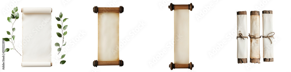 Poster set of scrolls and vines: collection of rustic scroll with natural green vine, reminiscent of ancien