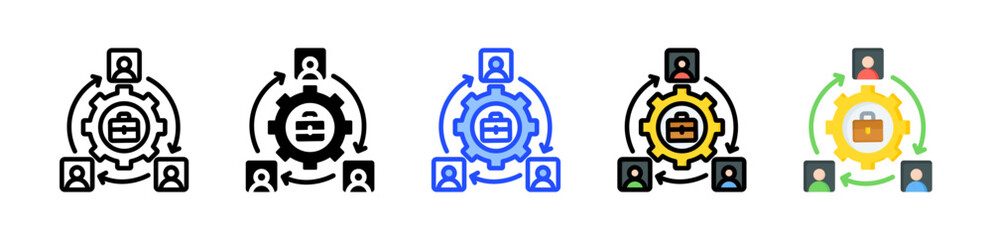 Job Rotation Icon Collection With Multiple Styles