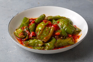 Fried peppers with tomato sauce