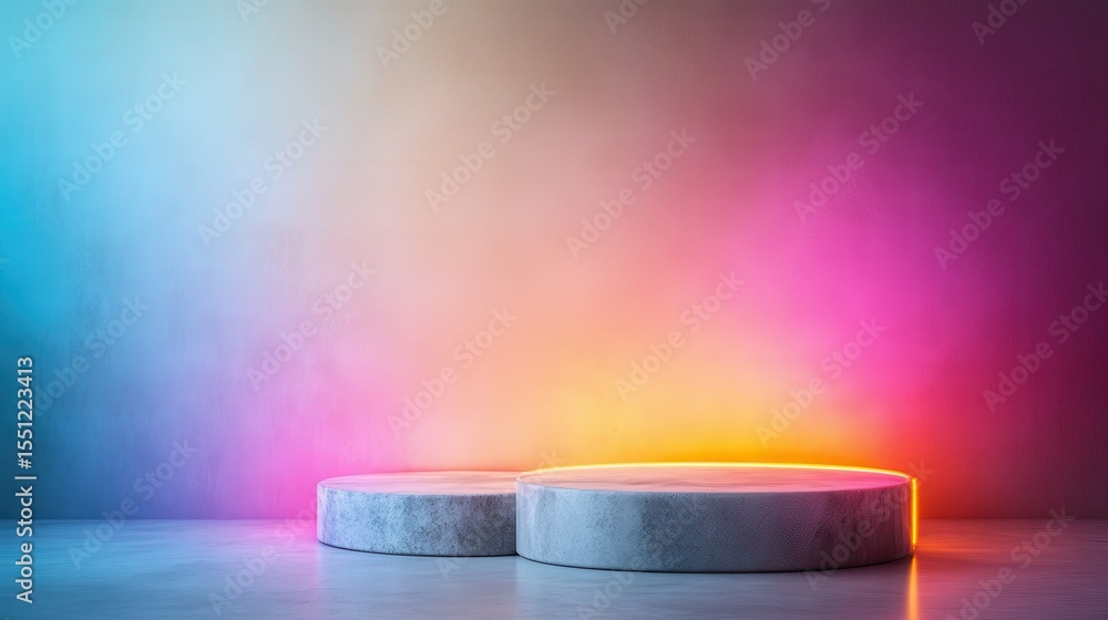 Poster an abstract gradient background with vibrant colors transitioning seamlessly, ideal for creative pro