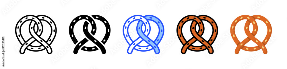 Poster pretzel icon collection with multiple styles