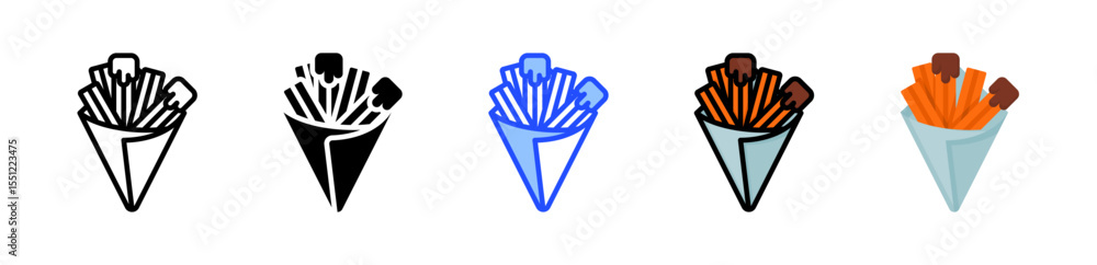 Poster churros icon collection with multiple styles