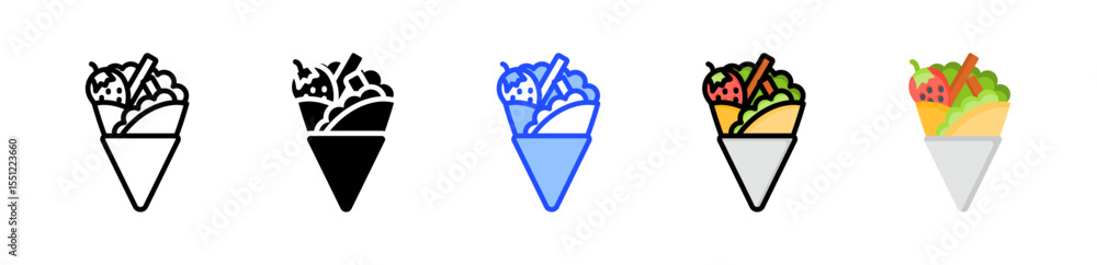 Poster crepes icon collection with multiple styles
