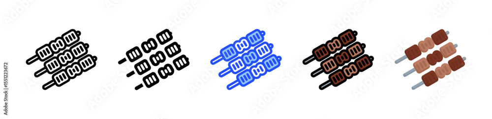 Poster satay icon collection with multiple styles