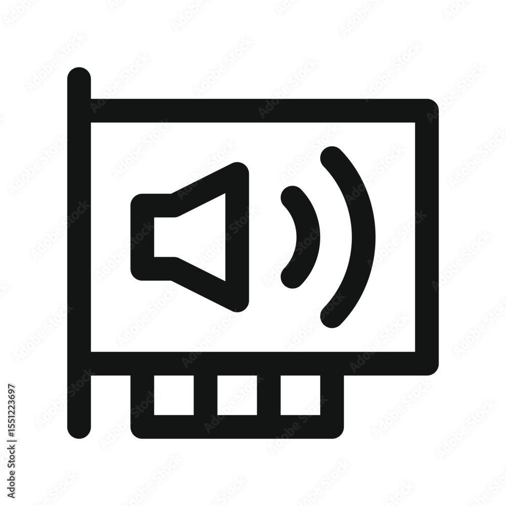 Poster sound card ui icon, sound blaster simple line user interface vector symbol