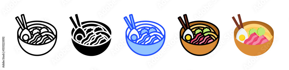Poster ramen icon collection with multiple styles
