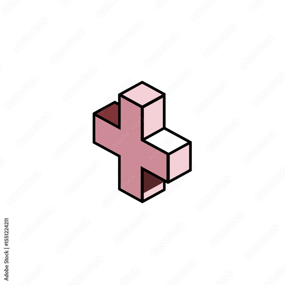Aufkleber isometric plus symbol floats on transparent background graphic resource simple look
