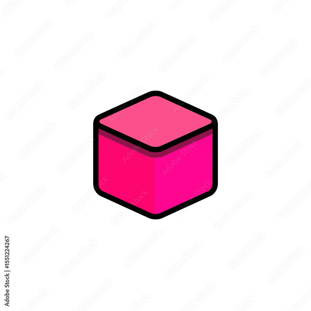 Poster pink cube displays form on white background geometric style element