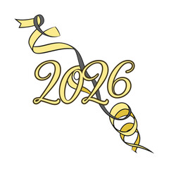 2026 New Year Illustration with Ribbons, Celebrating the Year Ahead
