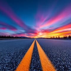 Sunset highway, vibrant colors