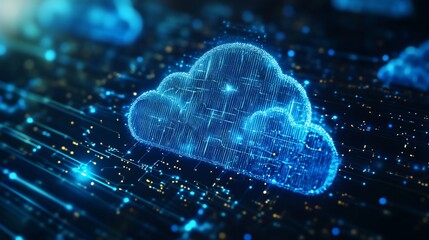 Abstract blue digital cloud computing technology innovation concept