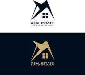 Modern Real Estate Logo Design – Elegant House and Roof Icon for Property & Realtor Branding