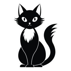 Stylized Black Cat Illustration with Elegant Pose and White Accents a Classic Feline Design for Various Creative Applications