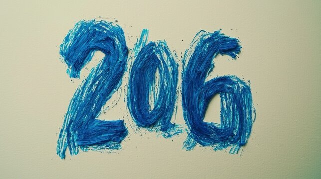 Blue scribbled "206" text on white