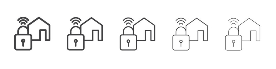 Home smart lock icon outline ilustration vector symbol