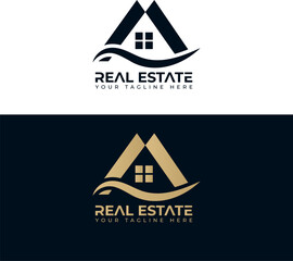 Modern Real Estate Logo Design – Elegant House and Roof Icon for Property & Realtor Branding