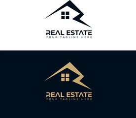 Modern Real Estate Logo Design – Elegant House and Roof Icon for Property & Realtor Branding