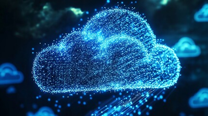 Fototapeta premium Abstract glowing cloud network of interconnected nodes for global connection