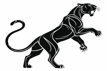Stylized Black Panther Ready to Pounce a Symbol of Strength Power and Ferocity Depicted in Detailed Silhouette Form
