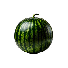 Fresh, ripe watermelon fruit, a sweet and juicy summer snack, is isolated on a white background