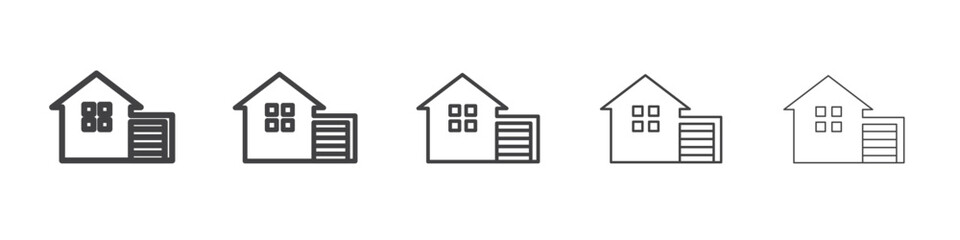 house with garage icon outline ilustration vector symbol